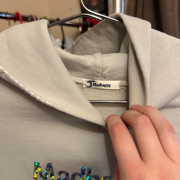 MADHAPPY holographic light green/blue hoodie - Picture 2 of 5